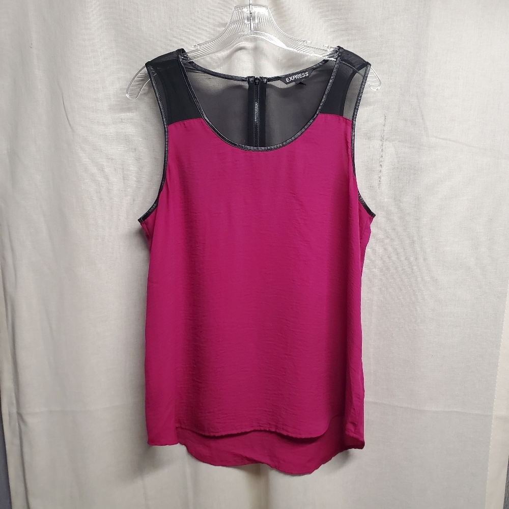 Express Women's Fuchsia and Black Tank Top